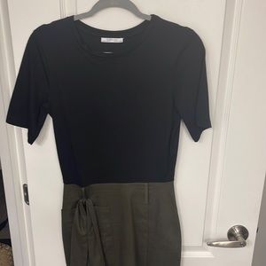 Black and green Zara midi dress